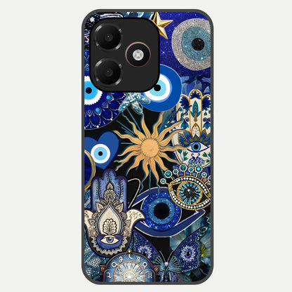  Mystic Blue Evil Eye Glass Case For Oppo A6C 5G back cover – full design glossy printed glass finish