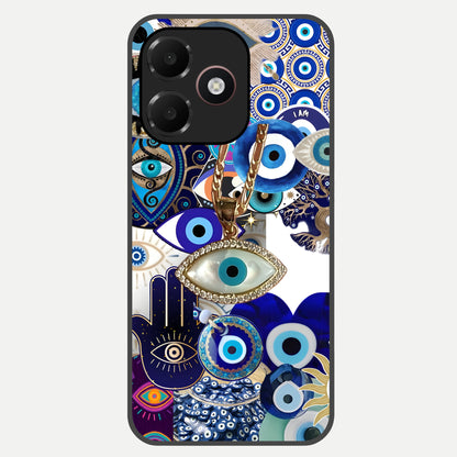  Mystic Charm Eye Glass Case For Oppo A6C 5G back cover – full design glossy printed glass finish