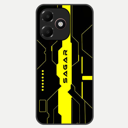  Neon CYBERPUNK Custom Name Glass Case For Oppo A6C 5G back cover – full design glossy printed glass finish