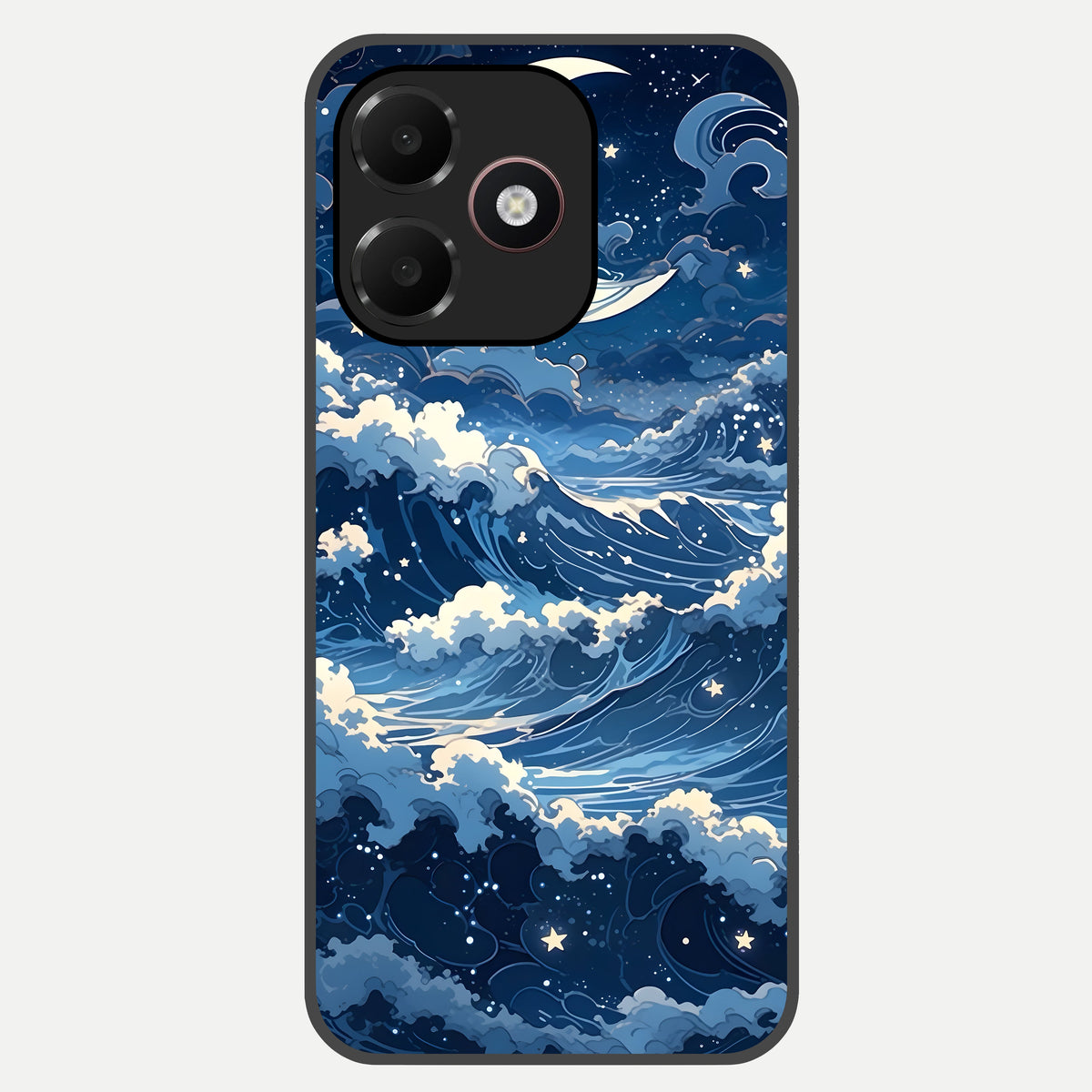  Ocean Moon Waves Glass Case For Oppo A6C 5G back cover – full design glossy printed glass finish