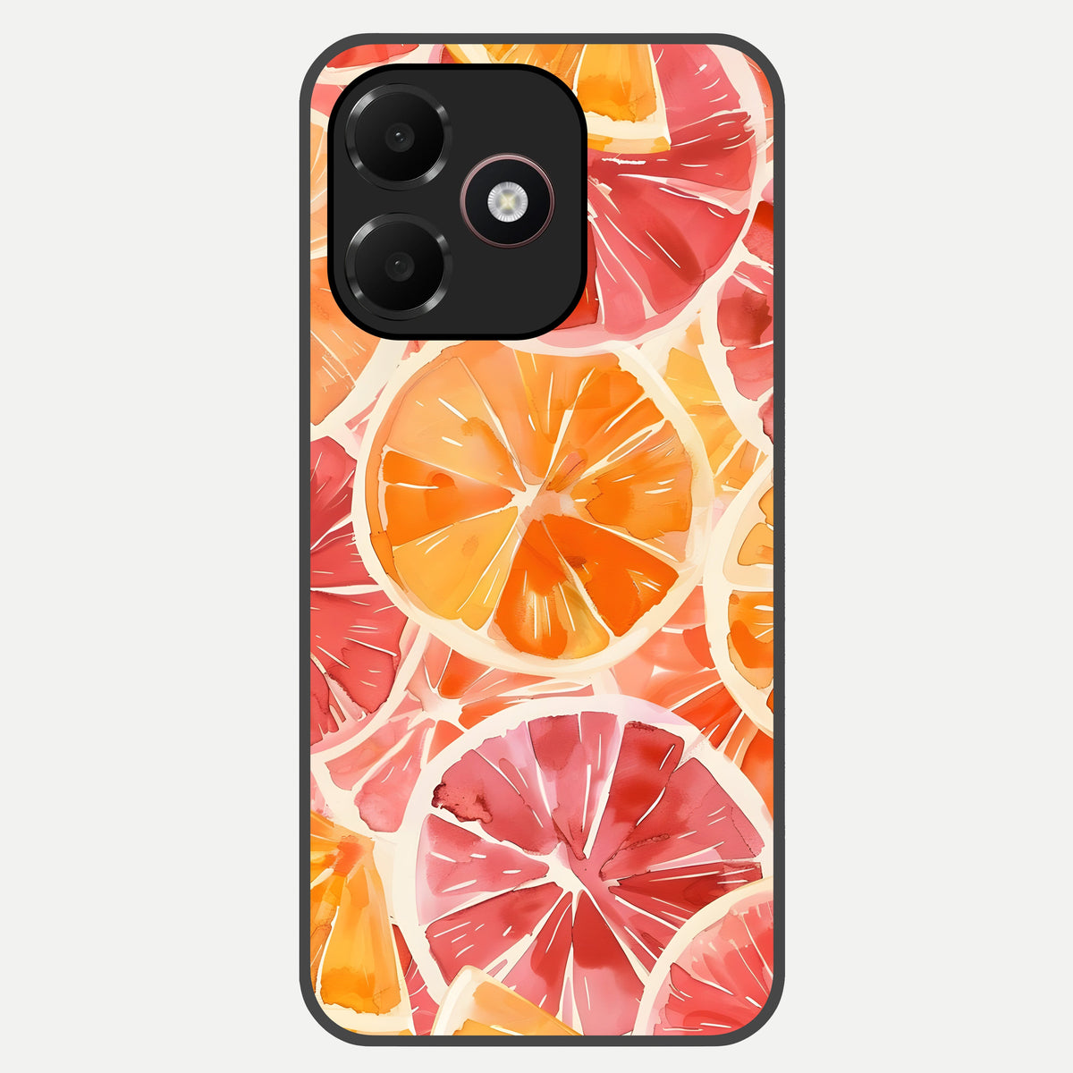  Orange Fruits Pattern Glass Case For Oppo A6C 5G back cover – full design glossy printed glass finish