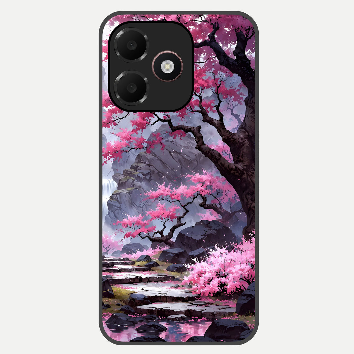  Pink Sunflower Glow Glass Case For Oppo A6C 5G back cover – full design glossy printed glass finish