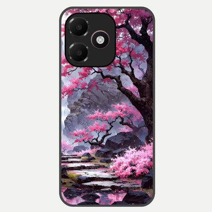 Pink Sunflower Glow Glass Case For Oppo A6C 5G back cover – full design glossy printed glass finish