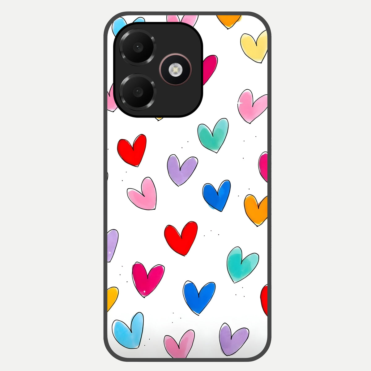  Playful Love Doodles Glass Case For Oppo A6C 5G back cover – full design glossy printed glass finish