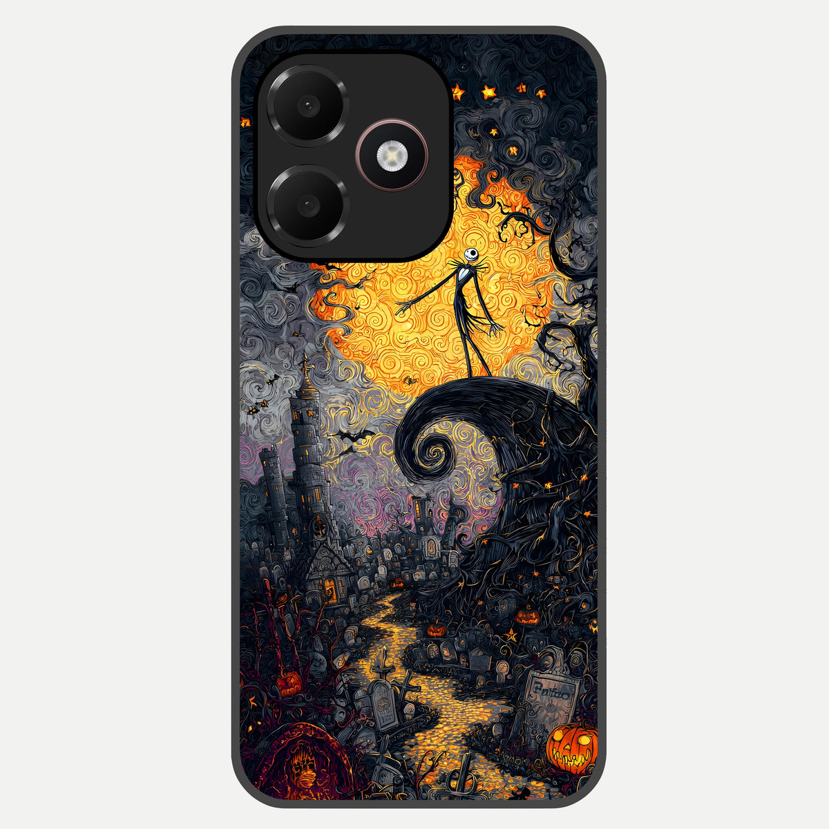  Pumpkin Moonlight Tale Glass Case For Oppo A6C 5G back cover – full design glossy printed glass finish