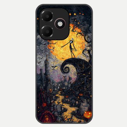  Pumpkin Moonlight Tale Glass Case For Oppo A6C 5G back cover – full design glossy printed glass finish
