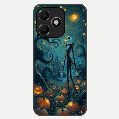  Pumpkin Moon Night Glass Case For Oppo A6C 5G back cover – full design glossy printed glass finish