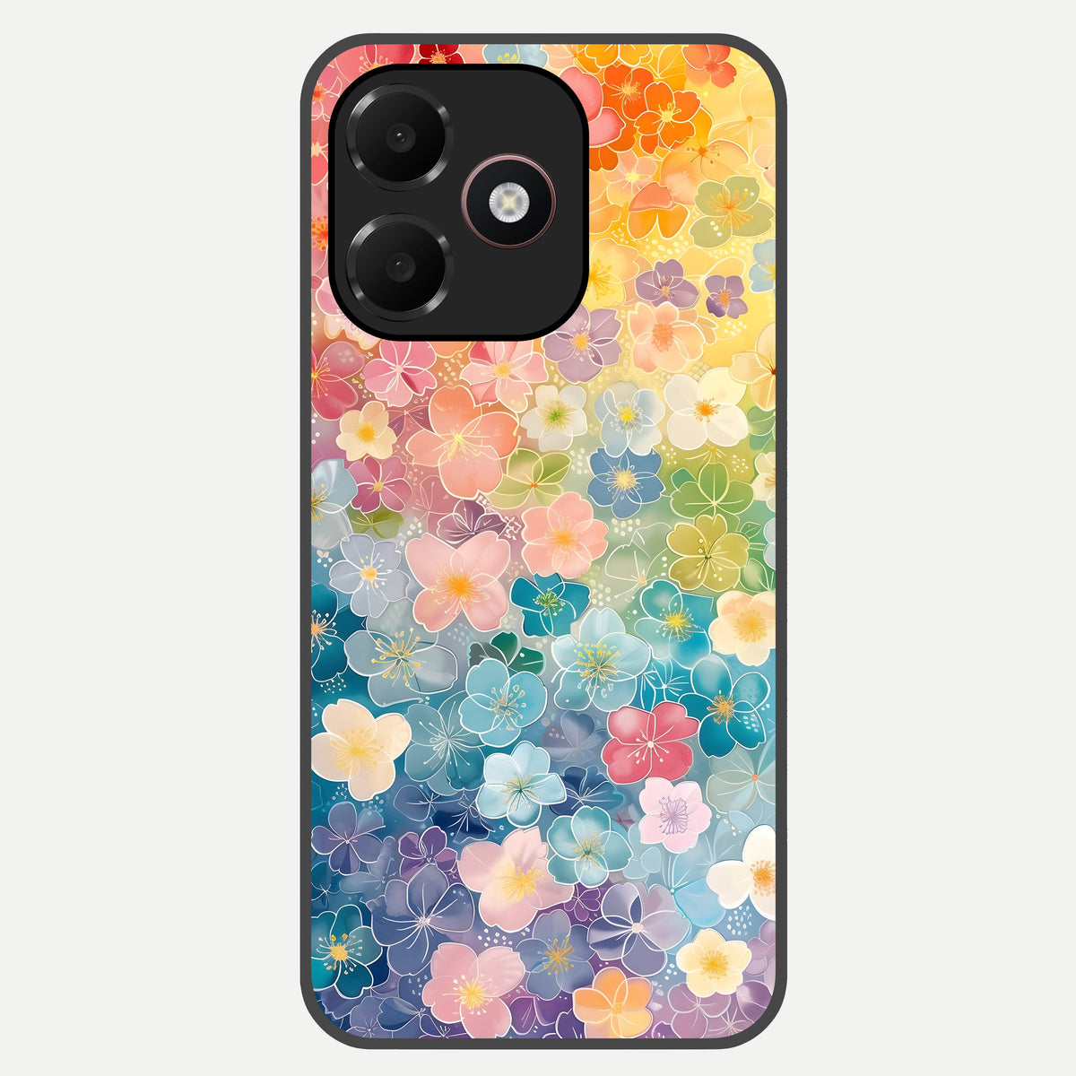  Rainbow Blossom Burst Glass Case For Oppo A6C 5G back cover – full design glossy printed glass finish
