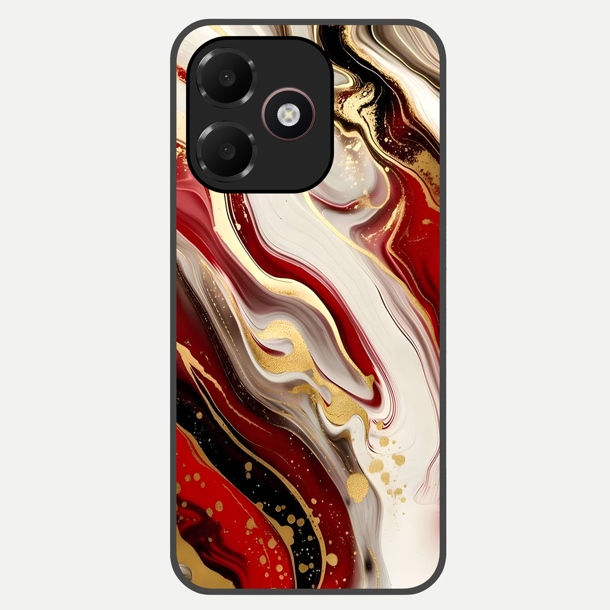  Red And White Marble Glass Case For Oppo A6C 5G back cover – full design glossy printed glass finish