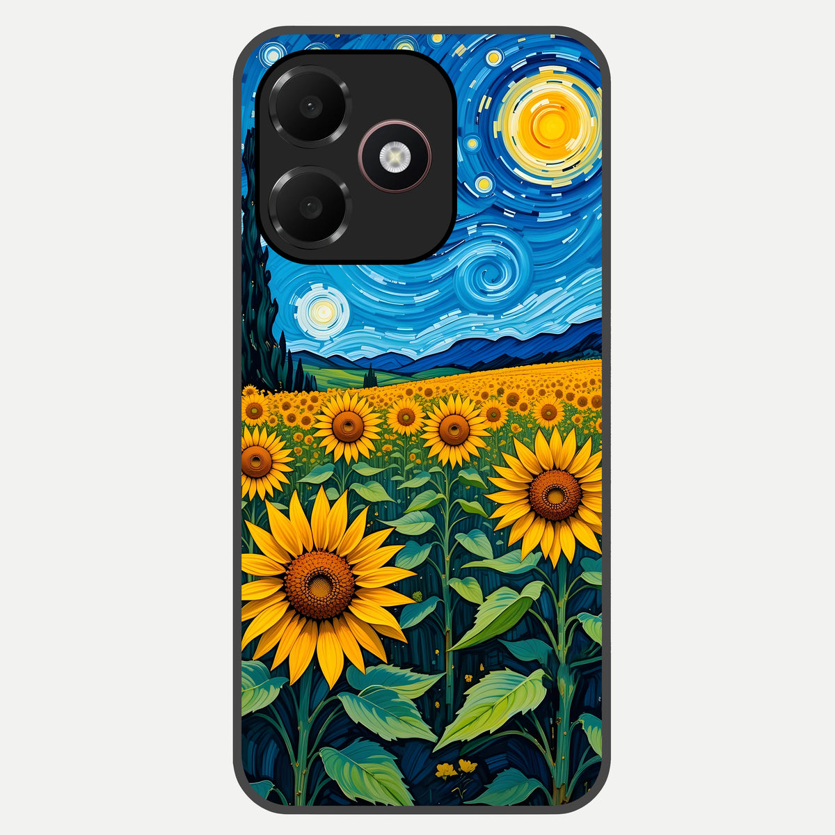  Starry Sunflower Dreams Glass Case For Oppo A6C 5G back cover – full design glossy printed glass finish