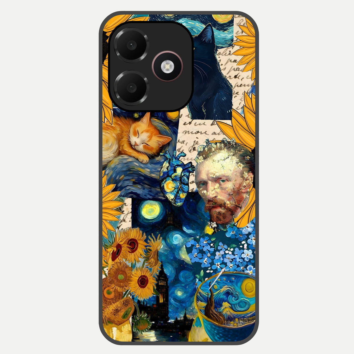  Sunflower Chic Mood Custom Name Glass Case For Oppo A6C 5G back cover – full design glossy printed glass finish