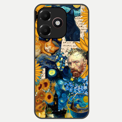  Sunflower Chic Mood Custom Name Glass Case For Oppo A6C 5G back cover – full design glossy printed glass finish