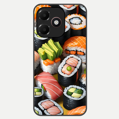 Sushi Food Pattern Glass Case For Oppo A6C 5G back cover – full design glossy printed glass finish