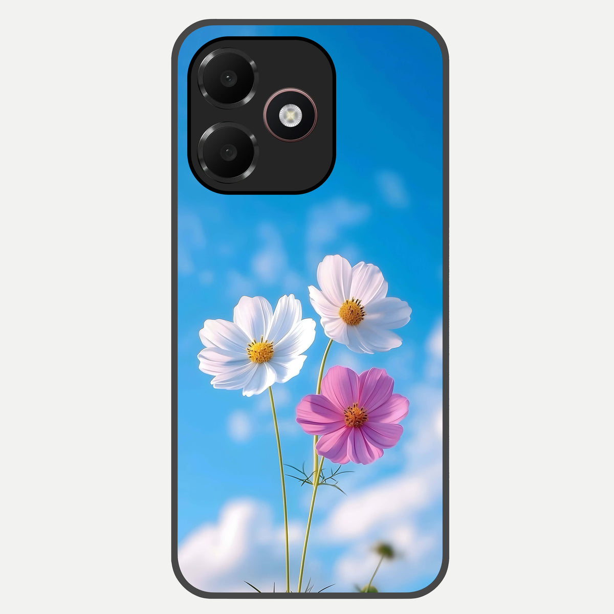  Tripple Flowers With Sky Glass Case For Oppo A6C 5G back cover – full design glossy printed glass finish