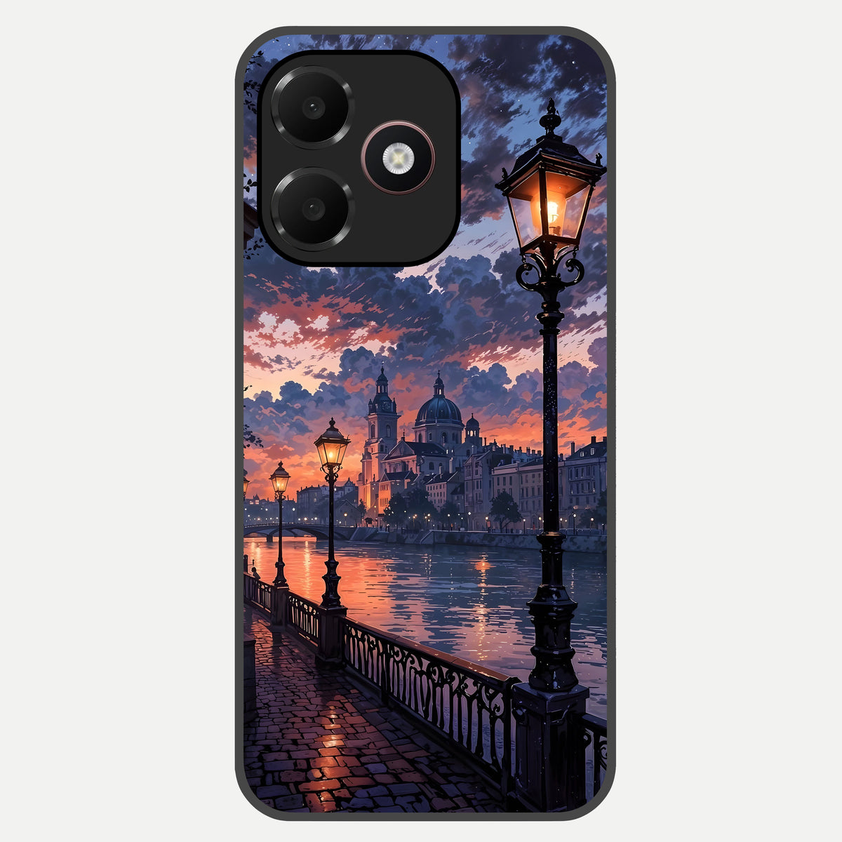  Twilight River Lights Glass Case For Oppo A6C 5G back cover – full design glossy printed glass finish