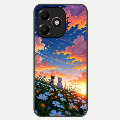  Two Cats Friends Glass Case For Oppo A6C 5G back cover – full design glossy printed glass finish