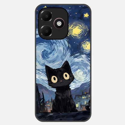  Van Gogh Cat Glass Case For Oppo A6C 5G back cover – full design glossy printed glass finish
