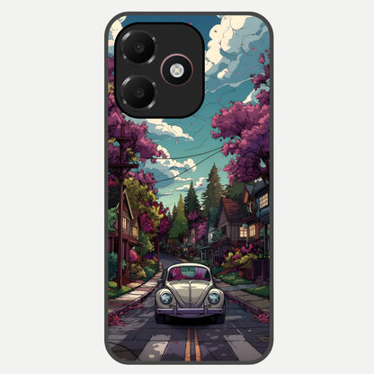  Vintage Street Drive Glass Case For Oppo A6C 5G back cover – full design glossy printed glass finish