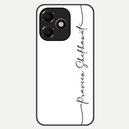  White Tune Custom Name Glass Case For Oppo A6C 5G back cover – personalized glossy printed glass finish