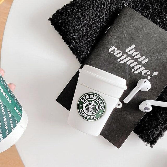 STAR-BUCKS WHITE SILICONE AIRPODS CASE COVER FOR 1/2,3 AND AIRPODS PRO